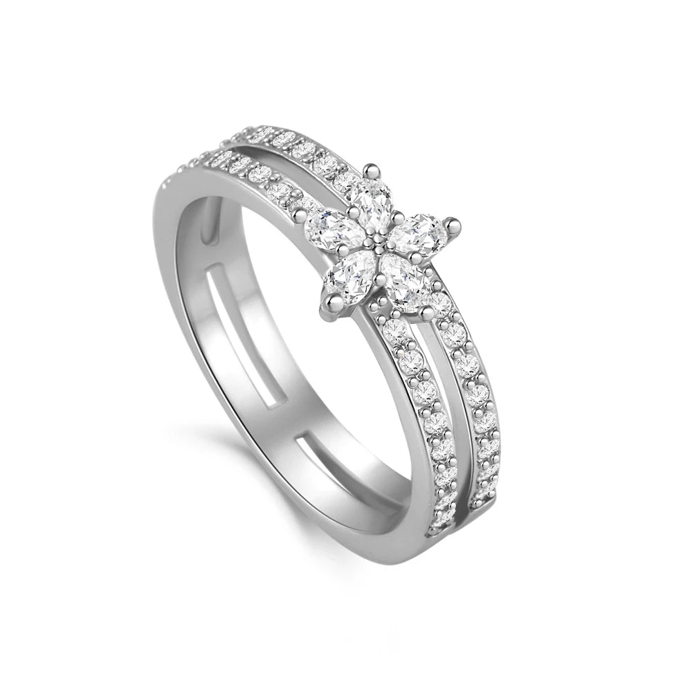 Whimsical Silver Flower Fairy Ring Set™